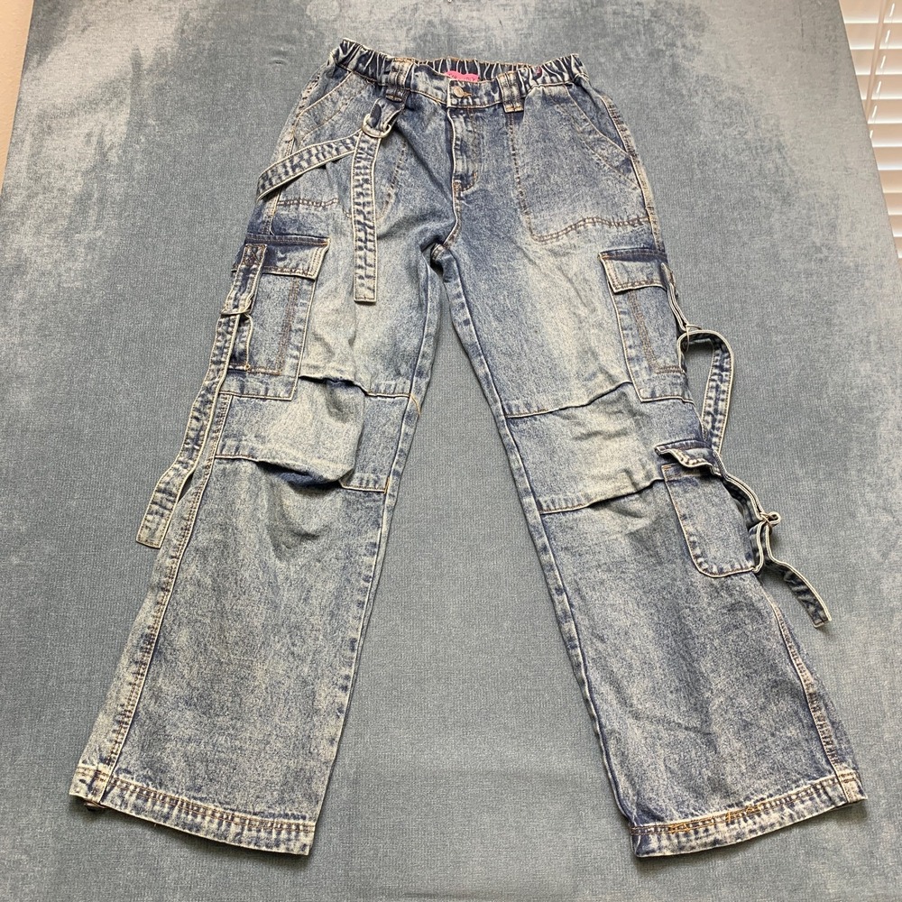 J For Justify Cargo Pants Womens 11 Blue Denim Classic Pockets Hiking Outdoor